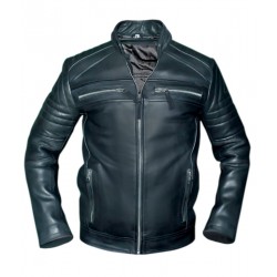 Made-to-measure|Men's Black/Brown Real Leather Handmade Jacket Zest-MHJ-001