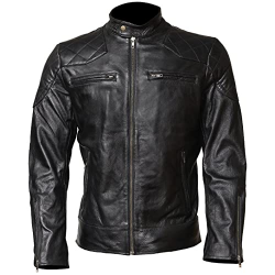 Made-to-measure|Men's Black & Red Real Leather Handmade Jacket Zest-MHJ-002