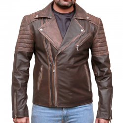 Made-to-measure| Men's Brown Real Leather Fashion/Biker Jacket - Zest-MHJ-008