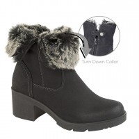 Cipriata 'GABRIELLA' Black Distressed PU Inside Zip Ankle Boot - L 5026