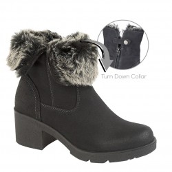 Cipriata 'GABRIELLA' Black Distressed PU Inside Zip Ankle Boot - L 5026