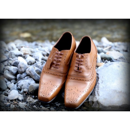 Tan Lace Up Brogues, Smart Dress Shoes ZEST-MHS-004