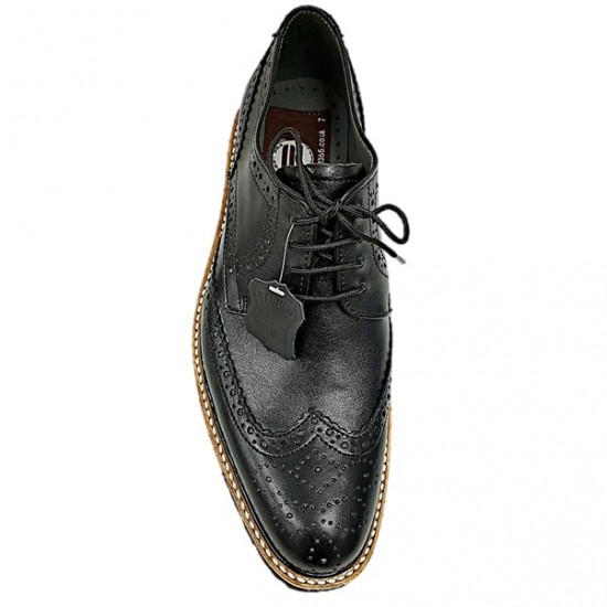 Black Italian Designer Real Leather Handmade Full Brogues ZEST-MHS-012