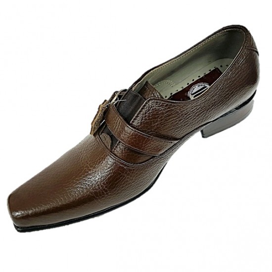 Black/Brown Single Buckle Real Leather Italian-Designer Shoes ZEST-MHS-007