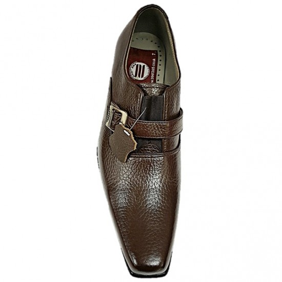 Black/Brown Single Buckle Real Leather Italian-Designer Shoes ZEST-MHS-007
