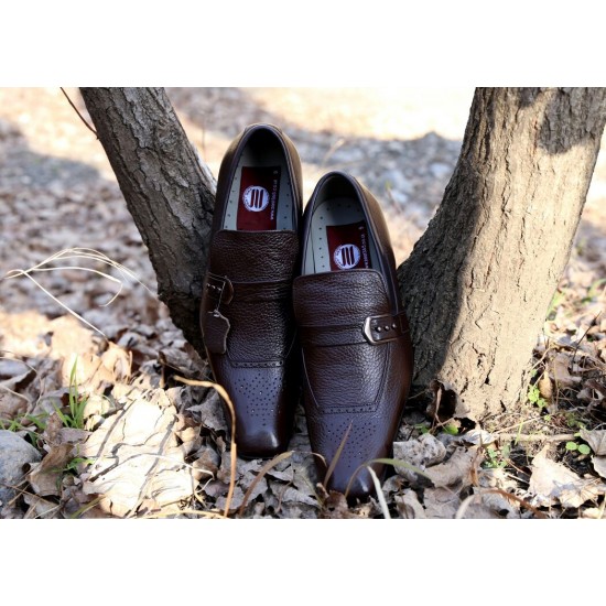 Brown Single Strap Slip On Smart Dress Shoes ZEST-MHS-029
