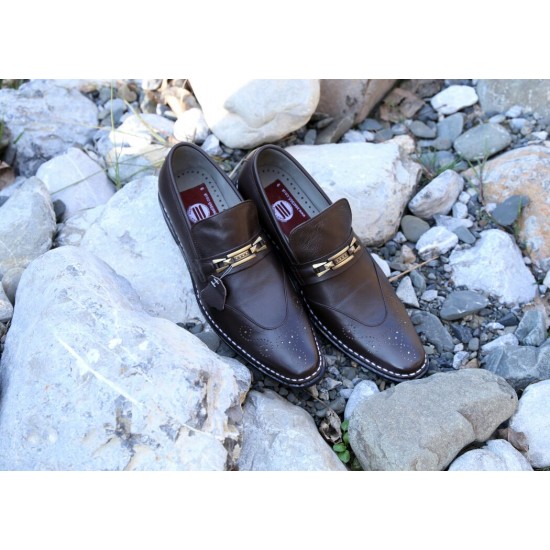 Brown Slip On Smart Italian Designer Shoes MHS-033