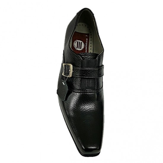 Black/Brown Single Buckle Real Leather Italian-Designer Shoes ZEST-MHS-007