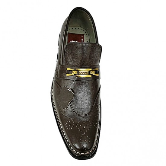Brown Slip On Smart Italian Designer Shoes MHS-033