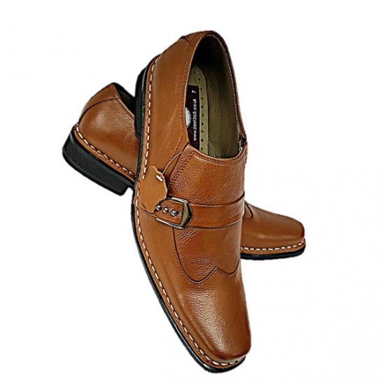 Tan Single Strap Slip On Designer Italian Smart Dress Shoes ZEST-MHS-031