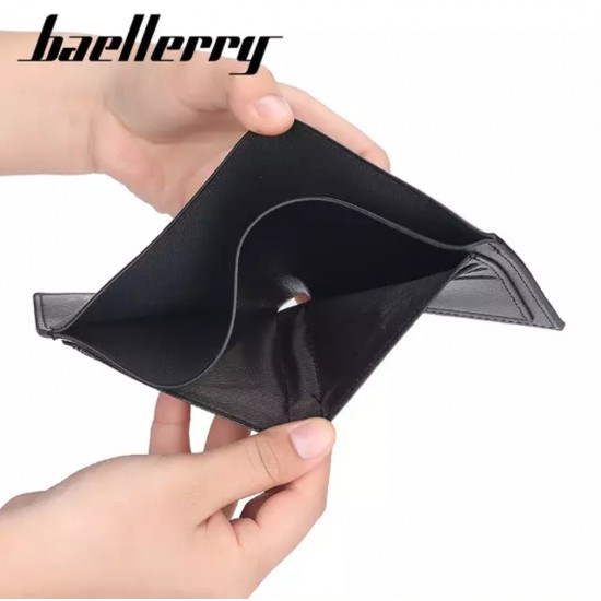 Baellerry Black/Brown Leisure Style Slim Men's Coin Pocket Vertical Leather Wallet - Baellerry-MW-001